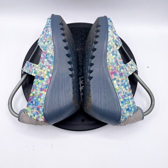 Bernie Mev 41 Blue Multi Woven Wedge Heel HALLE Mary Jane Shoe EUC! Slip On 10 - Picture 4 of 9